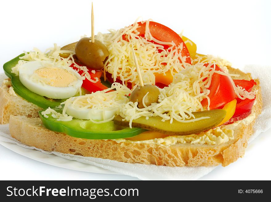 Two sandwiches on the white background. Two sandwiches on the white background