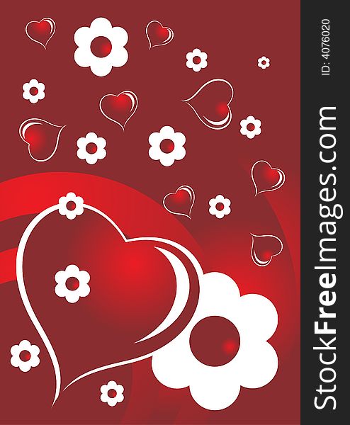 Modern floral valentine background in red and white colors. Modern floral valentine background in red and white colors