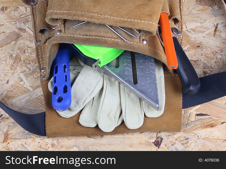 Tool bag with tool- gloves, pencil,..