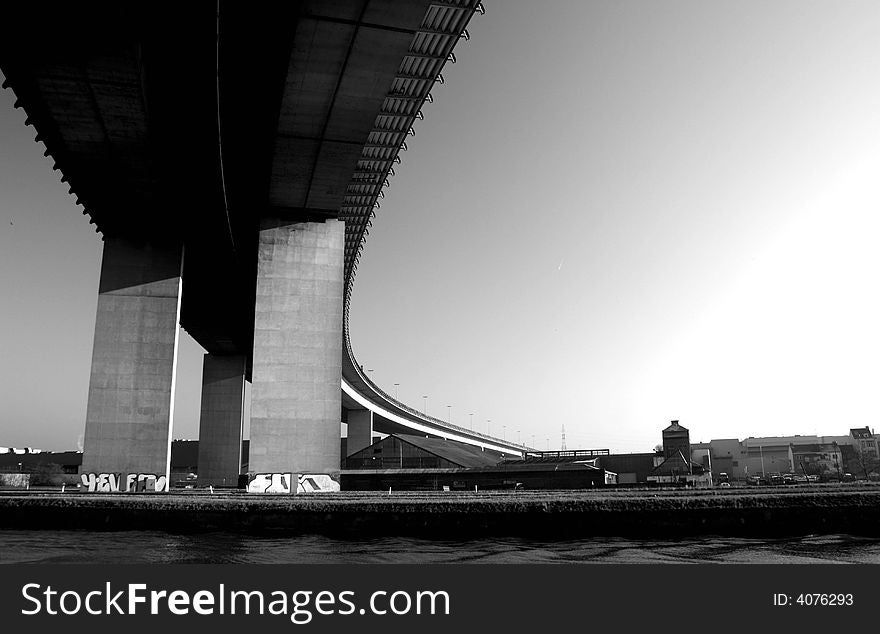 Viaduct over water in vilvoorde