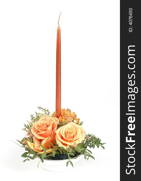 Candlestick With Fresh Flowers