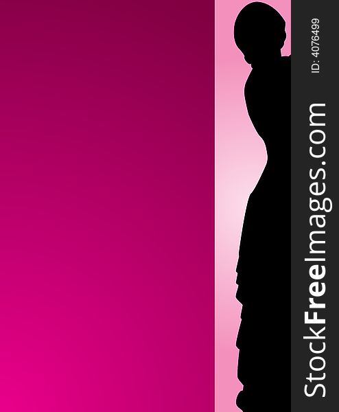 Woman on pink background