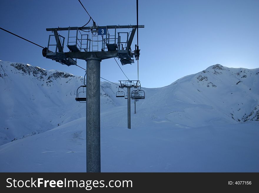 Chair lift in French Alps