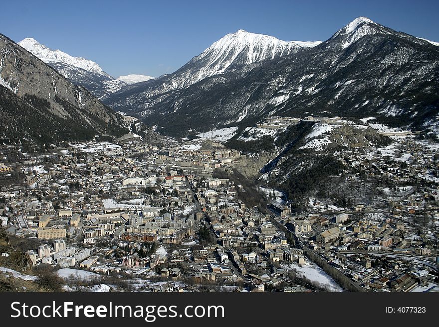 Mountain town Briancon in French Alps