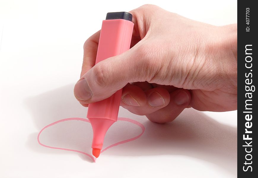 Men Painting Purple Heart On White Paper