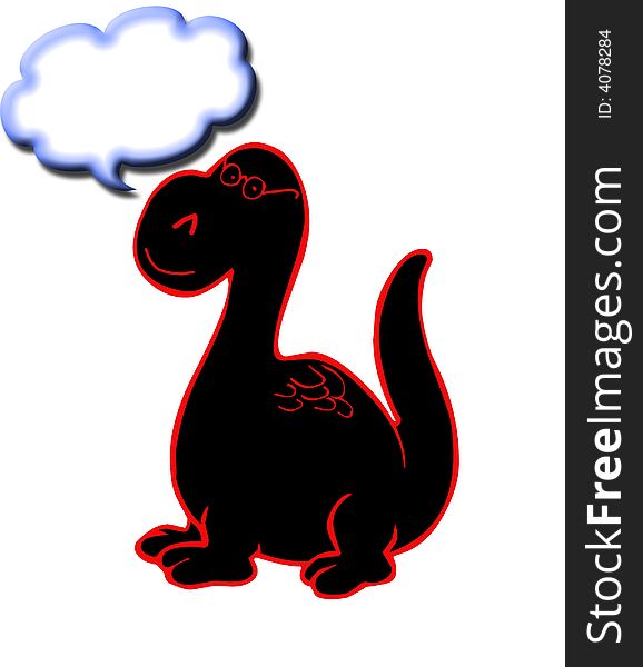 Illustrated or cartoon dinosaur with a dialogue bubble. Illustrated or cartoon dinosaur with a dialogue bubble.