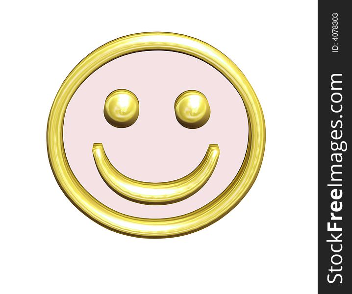 Golden yellow smiley in 3D with blush