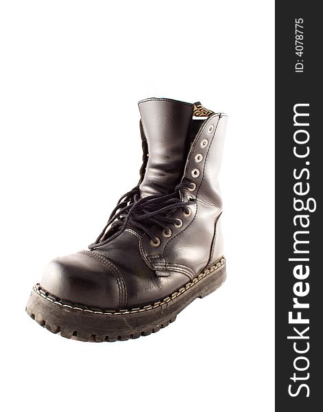 Army style black leather boot