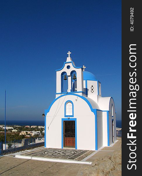 Church in Kamari village in Greece in Santorini