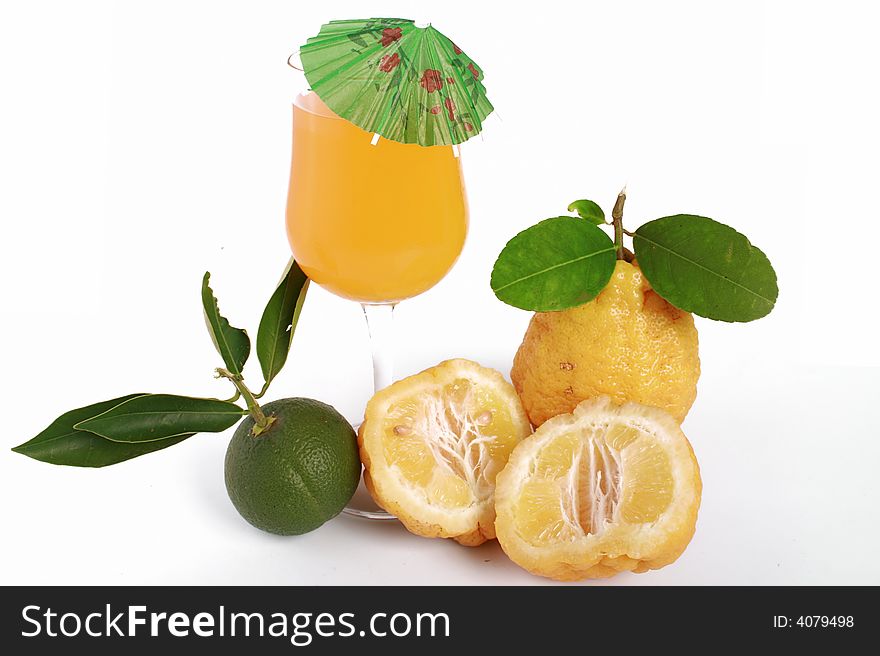 Lemons with Cocktail isolated on white