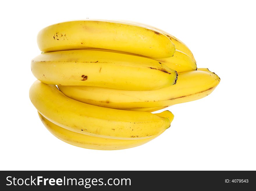 The set of bananas on a white background