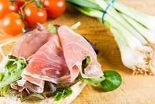 An Open Bagel Sandwich With Tomatoes Stock Photos An Open Bagel Sandwich With Tomatoes Stock Photos