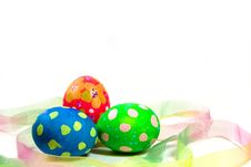 Handpainted Easter Eggs And Ribbon Royalty Free Stock Photo Handpainted Easter Eggs And Ribbon Royalty Free Stock Photo