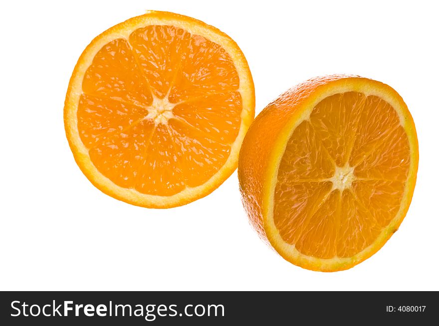 Healthy nutritious sliced orange on white. Healthy nutritious sliced orange on white