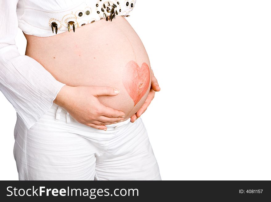 A Pregnant Lady Holding Her Stomach