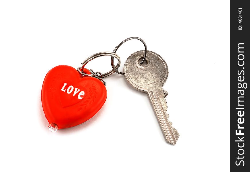 Key with heart key ring with word love on it. Key with heart key ring with word love on it