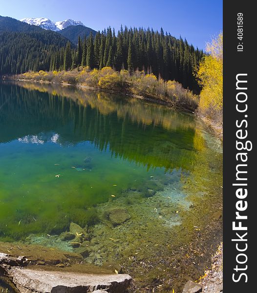 Kolsay lake in mountain of Kazakhstan