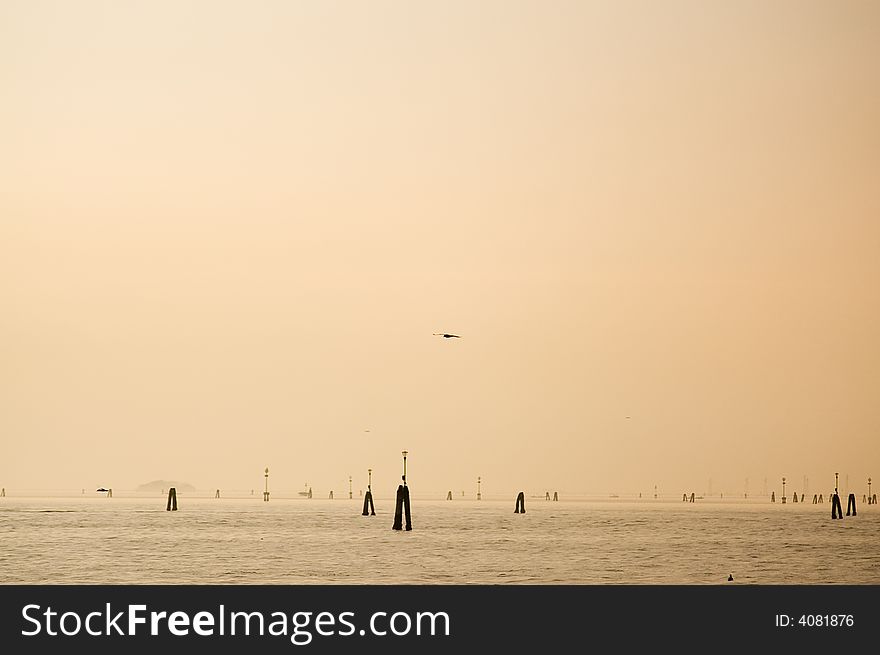 View of venice lido in horizont. View of venice lido in horizont