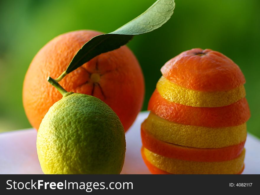Juicy Lemons and Oranges slices.