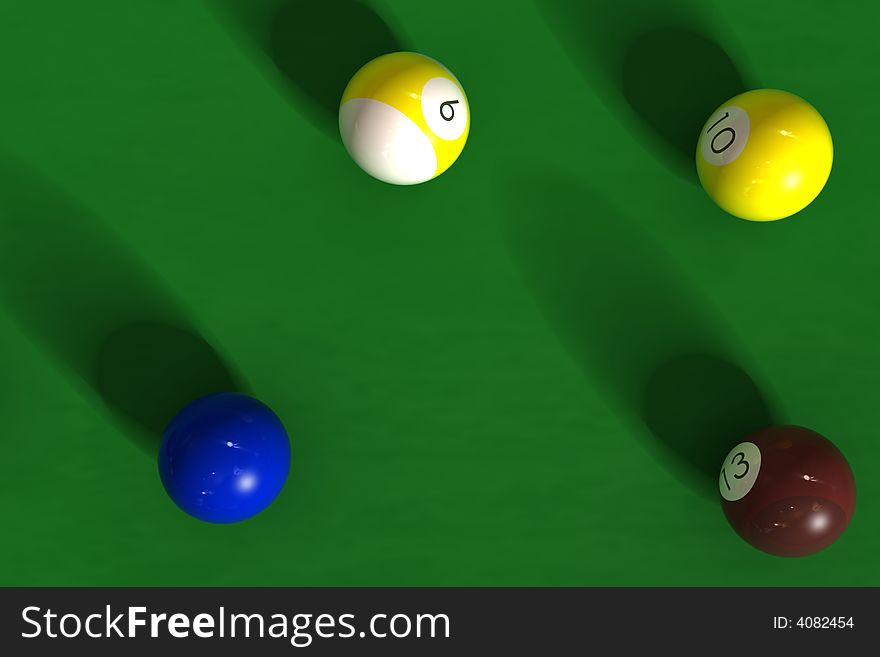 Billiard table with balls - photorealistic 3d render