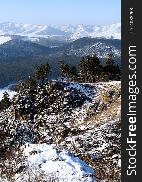 Altai Mountain with snow in winter 2008