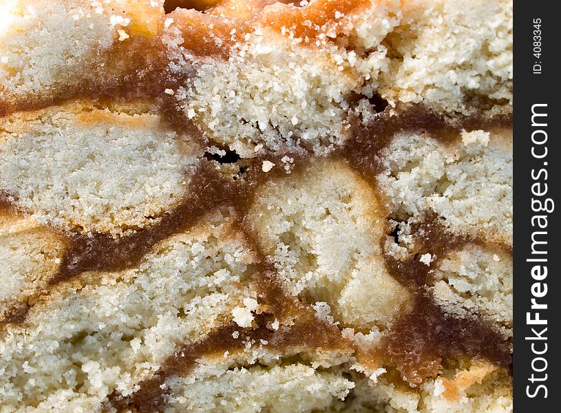 A macro shot of a cake, pie made out of cookies and sweetened condensed milk. A macro shot of a cake, pie made out of cookies and sweetened condensed milk.