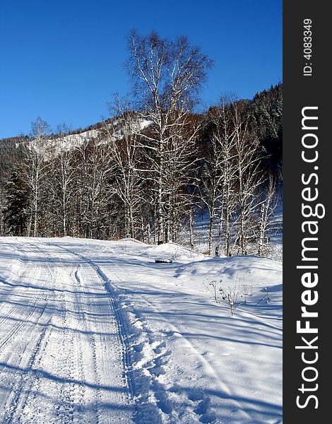 Altai Mountain with snow in winter 2008