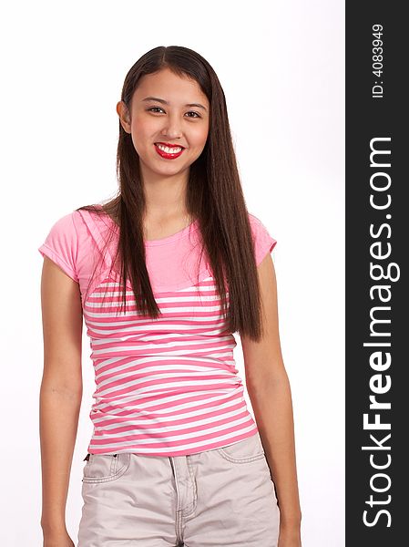Good looking asian girl in pink top. Good looking asian girl in pink top