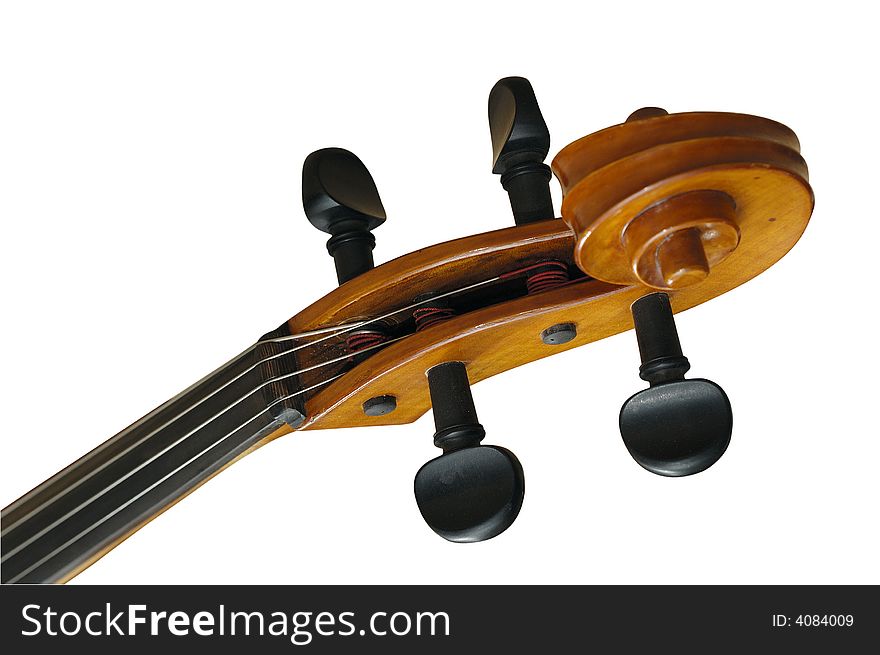 Old fiddle isolate in the white background with clipping path. Old fiddle isolate in the white background with clipping path