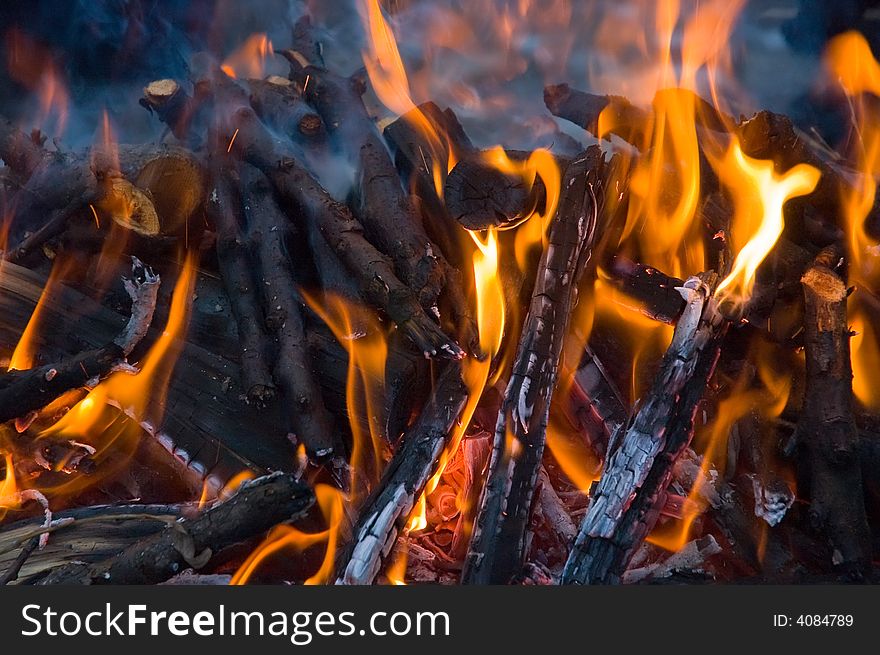 Burning embers fireplace abstract background