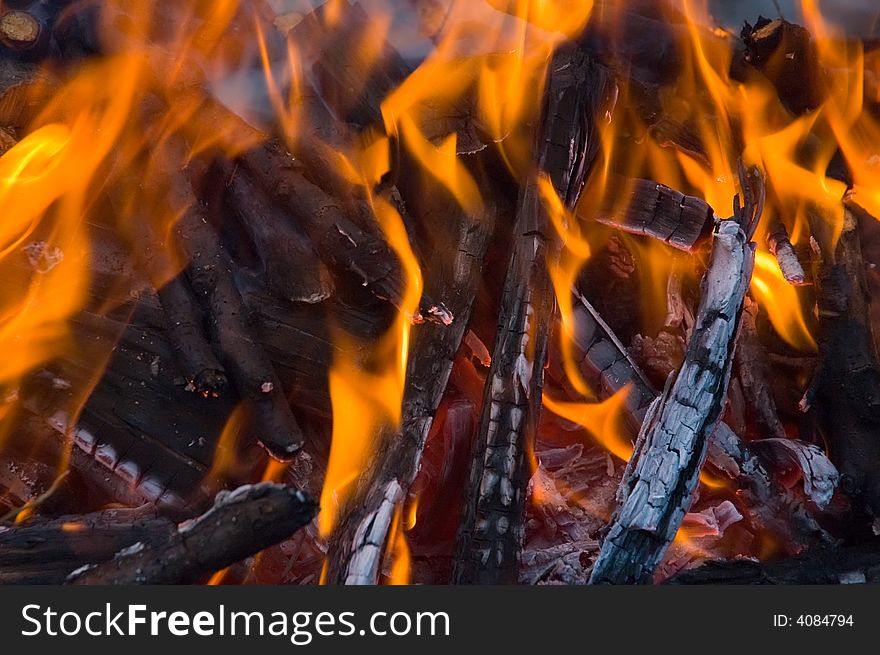 Burning embers fireplace abstract background