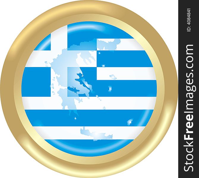 Art illustration: round medal with the flag of greece