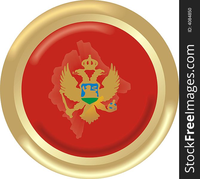 Art illustration: round medal with the flag of montenegro