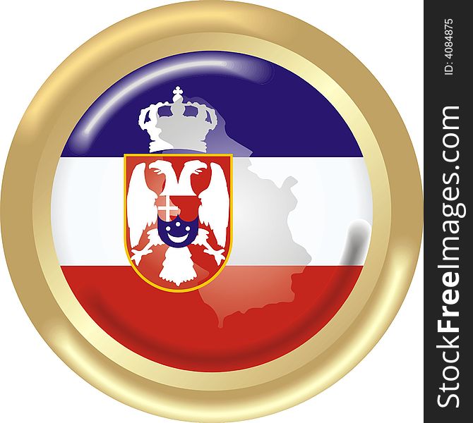 Art illustration: round medal with the flag of serbia
