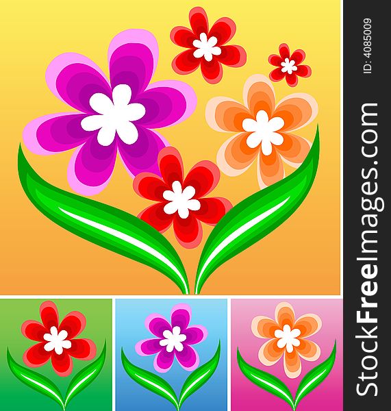 The vector illustration containing the flower decorative project with flowers, a vector. The vector illustration containing the flower decorative project with flowers, a vector
