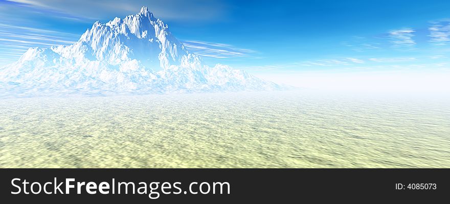 Beautiful winter landscape. 3d image