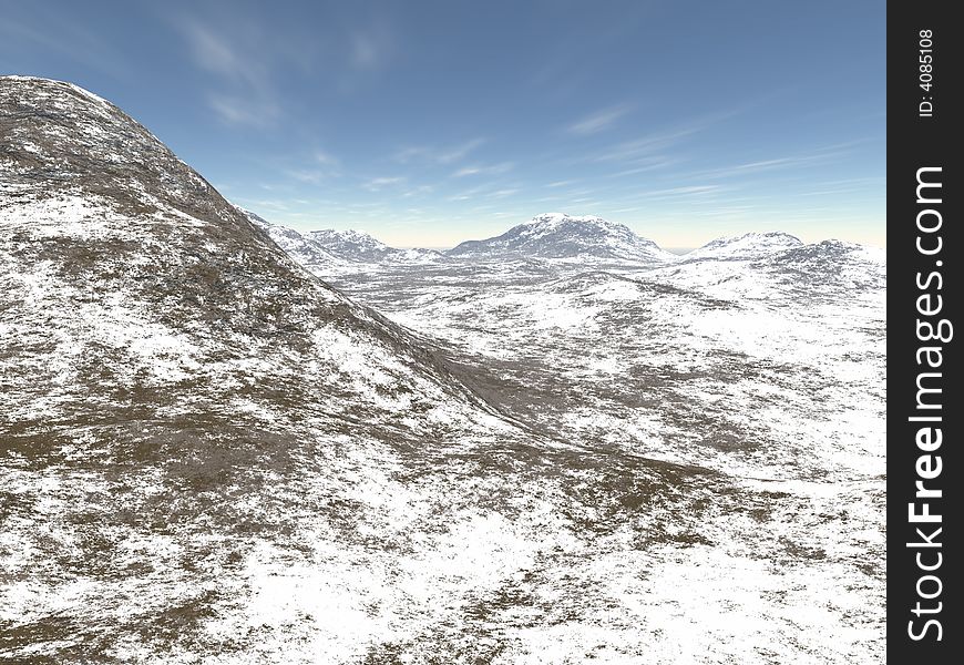 Beautiful winter landscape. 3d image