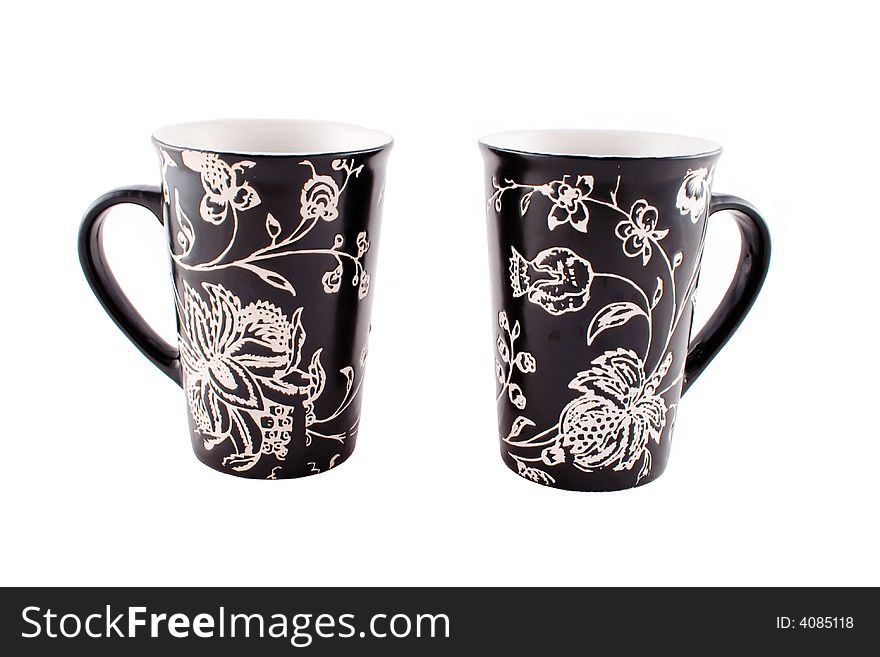 Two cups isolated on a white background