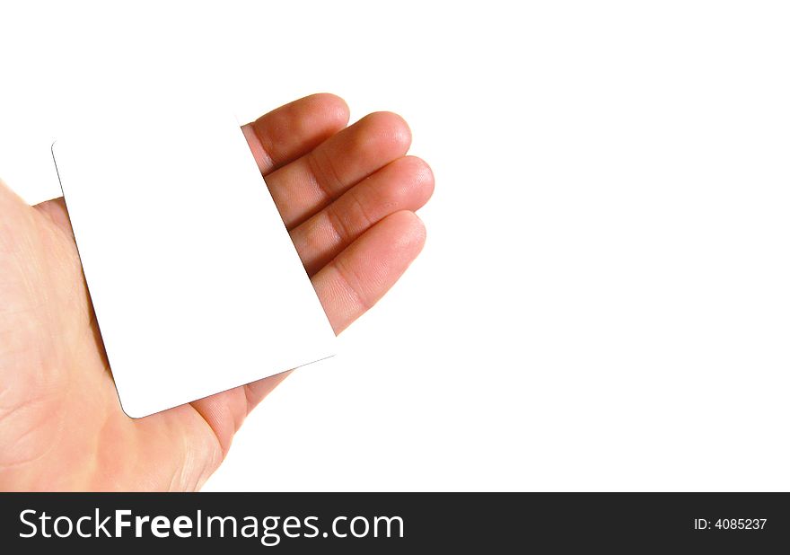 Hand holding blank card