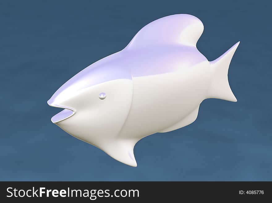 Fish 3d rendering on a blue background