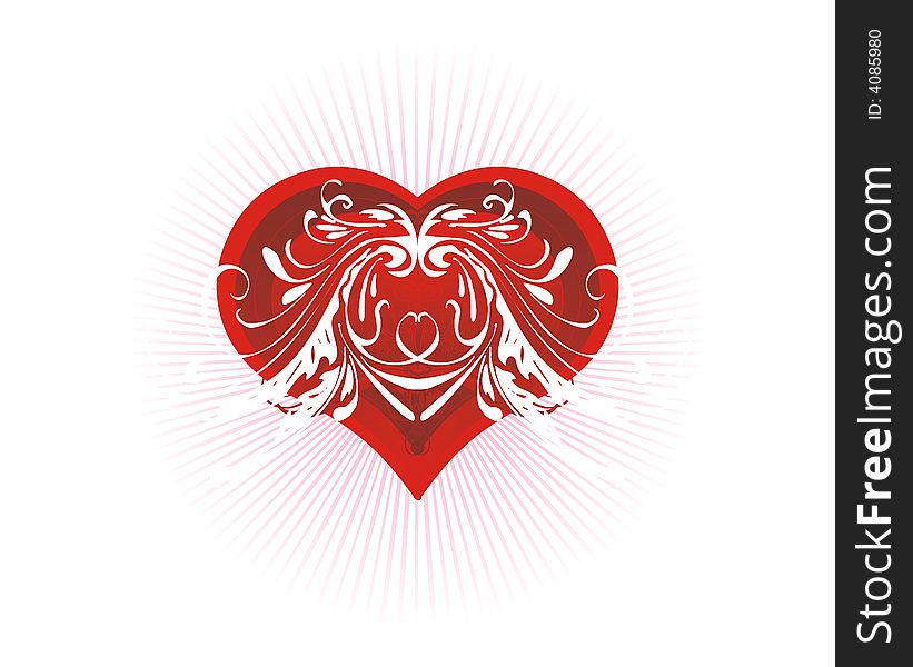 Stylized red heart on white background,valentine's illustration. Stylized red heart on white background,valentine's illustration