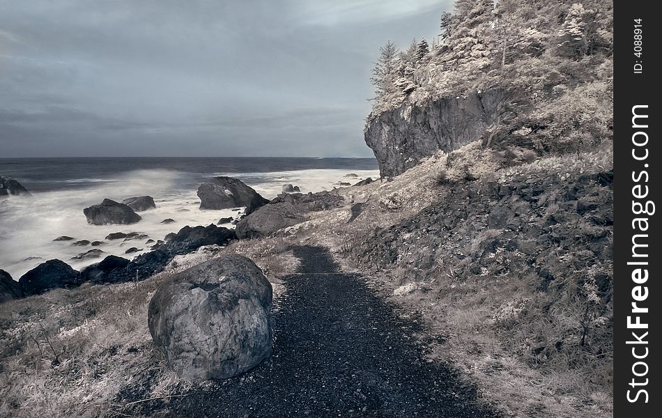 Northern California coast in infrared.