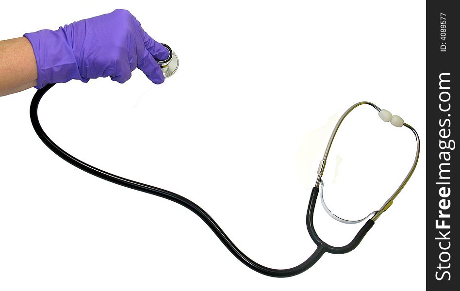 Stethoscope And Gloved Hand