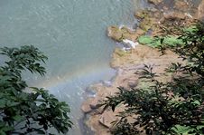 Huangguoshu Waterfall Vapor With Rainbow Royalty Free Stock Photo