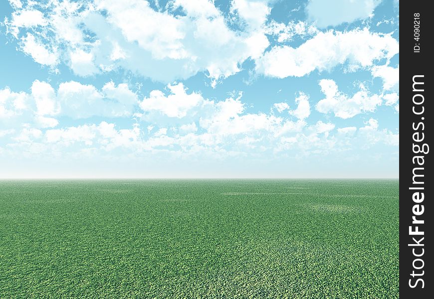 Beautiful spring landscape with puffy clouds. Beautiful spring landscape with puffy clouds