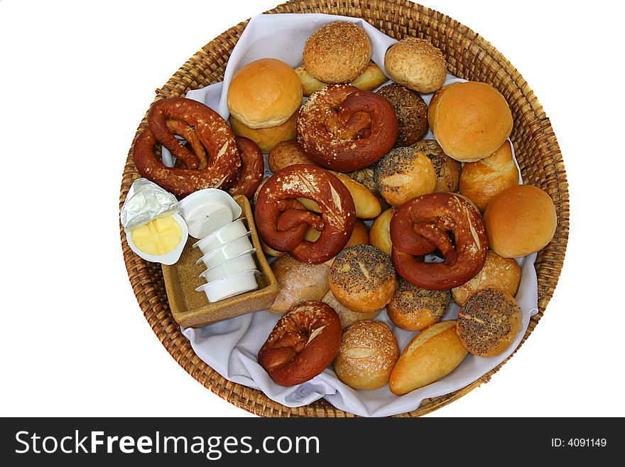 Bread in basket with butter portion