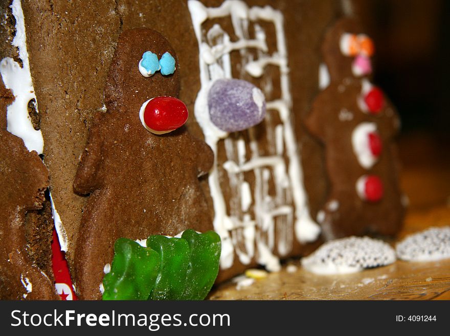 Candies detail on gingerbread house. Candies detail on gingerbread house