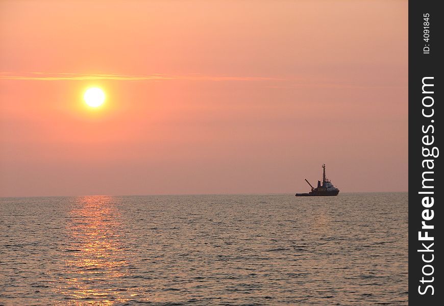 The scenic sunset in the Baltic sea