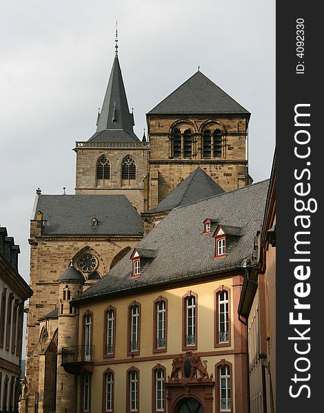 St. Peter's Cathedral Dom in ancient Roman city of Trier in Germany. St. Peter's Cathedral Dom in ancient Roman city of Trier in Germany