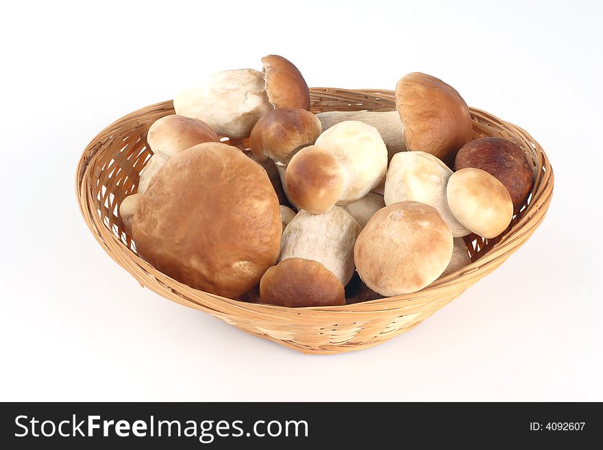 Fresh mushrooms in a basket